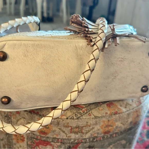 Patricia Nash White & Black Embossed Tassel Tote - Picture 6 of 11